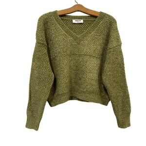 Double Zero V-Neck Chenille Cropped Chunky Sweater Size L